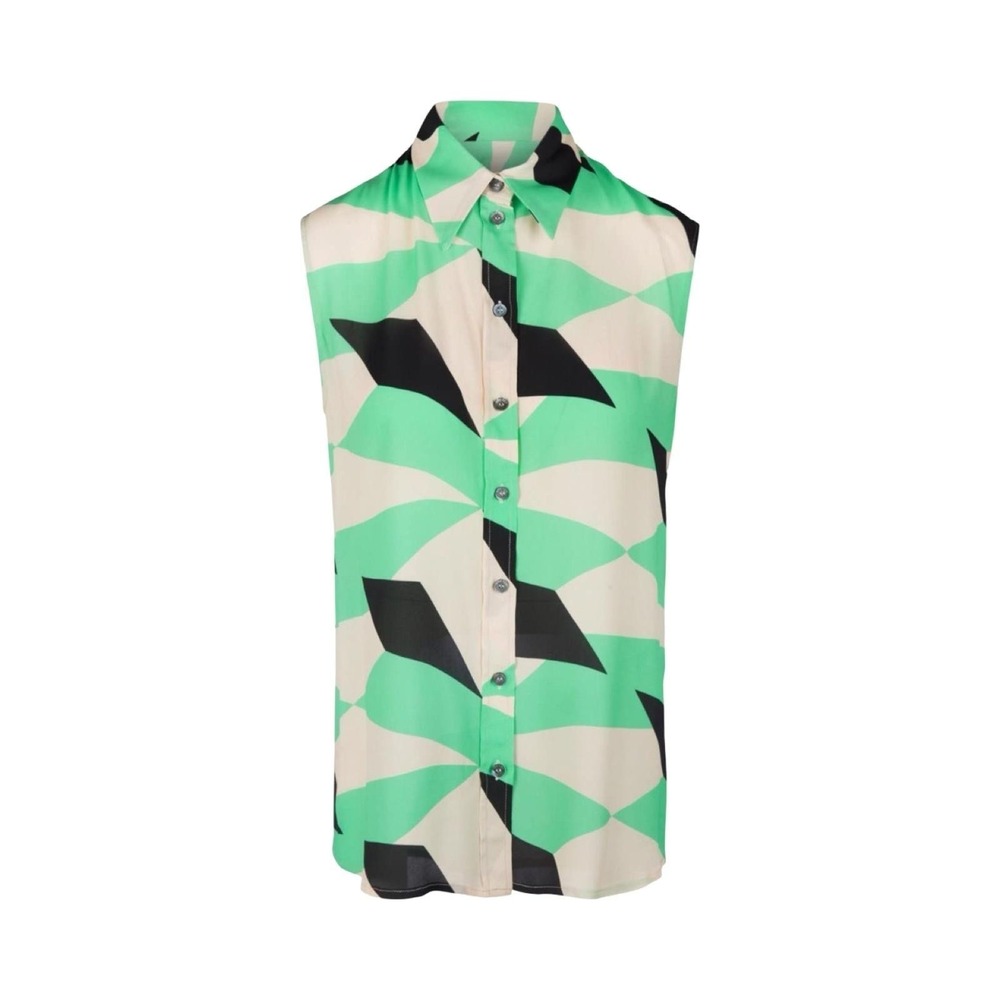 Ottod'Ame Blouse Womens 8 Multicolor Geometric Sleeveless Button Front Top Italy